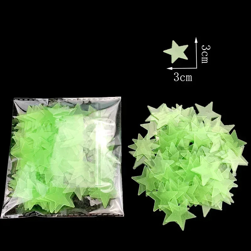 3D Fluorescent 50/1000Pcs Glow-in-the-Dark Stars Wall Stickers childrensterritory