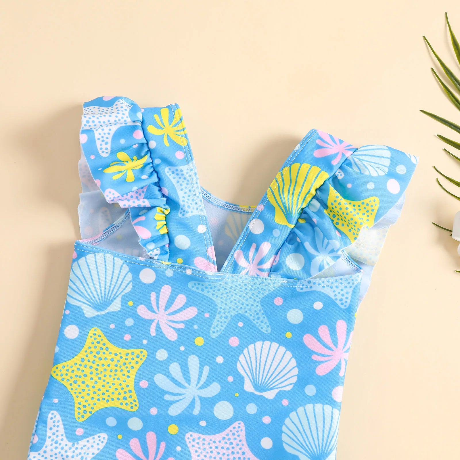 Shell and Doughnut Print Baby Girl Bodysuit Swimwear