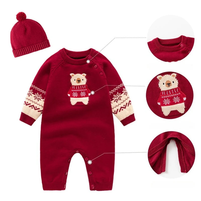 Baby Kids Cartoon Design Winter Bodysuit