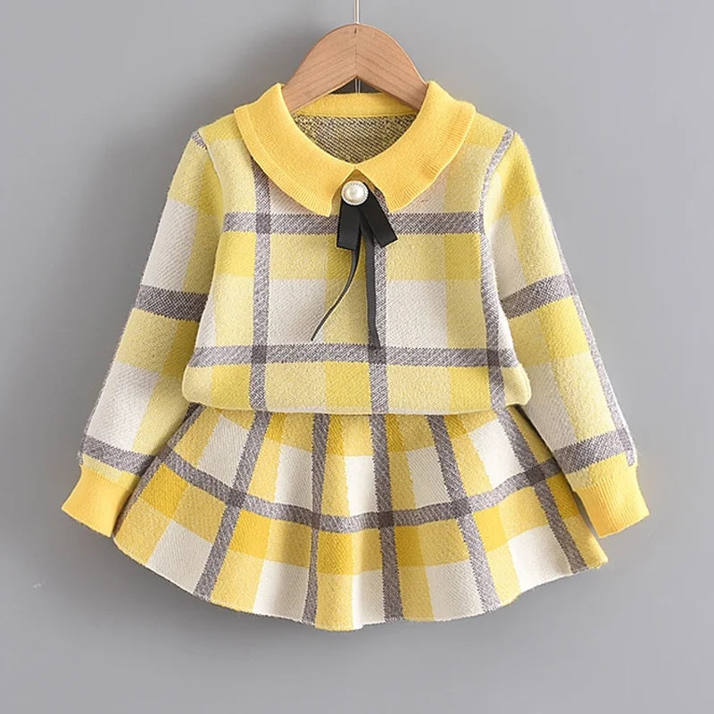 Girls Collar Design Winter Casual Clothing Sets childrensterritory