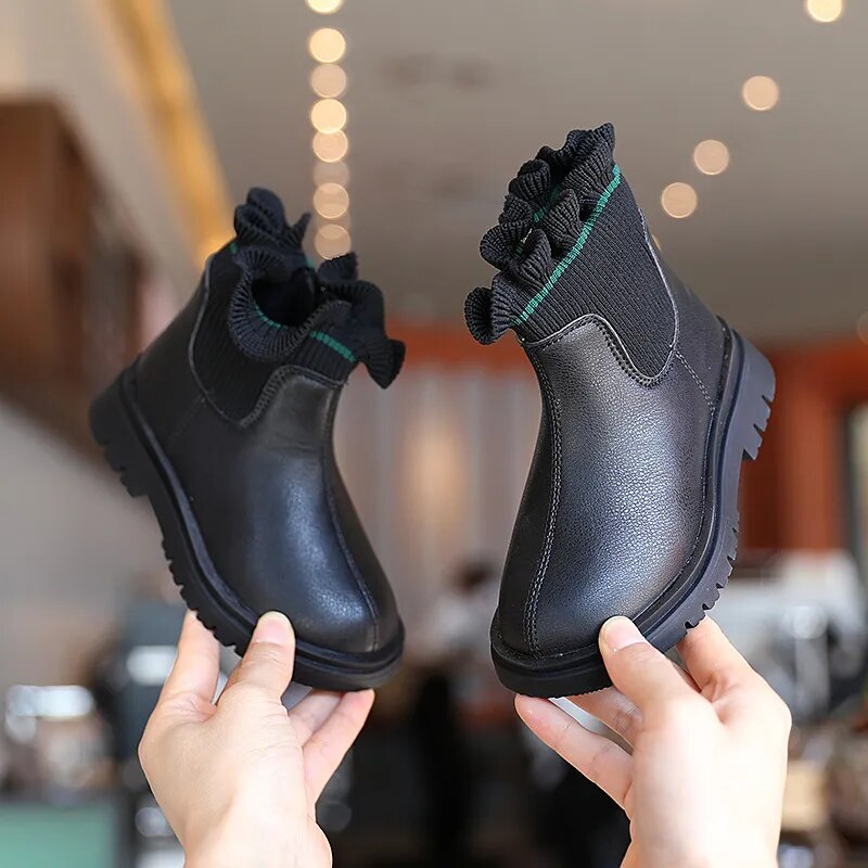 PU Leather Non-slip Snow Boots for Kids Girls childrensterritory