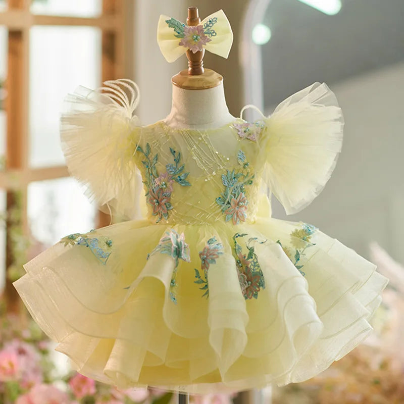 Baby Girl Fluffy Designer Birthday Party Dresses childrensterritory