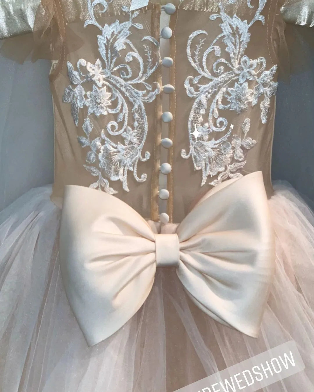 Kids Girl Long Train Floor Length Princess Ball Gown With Bow childrensterritory