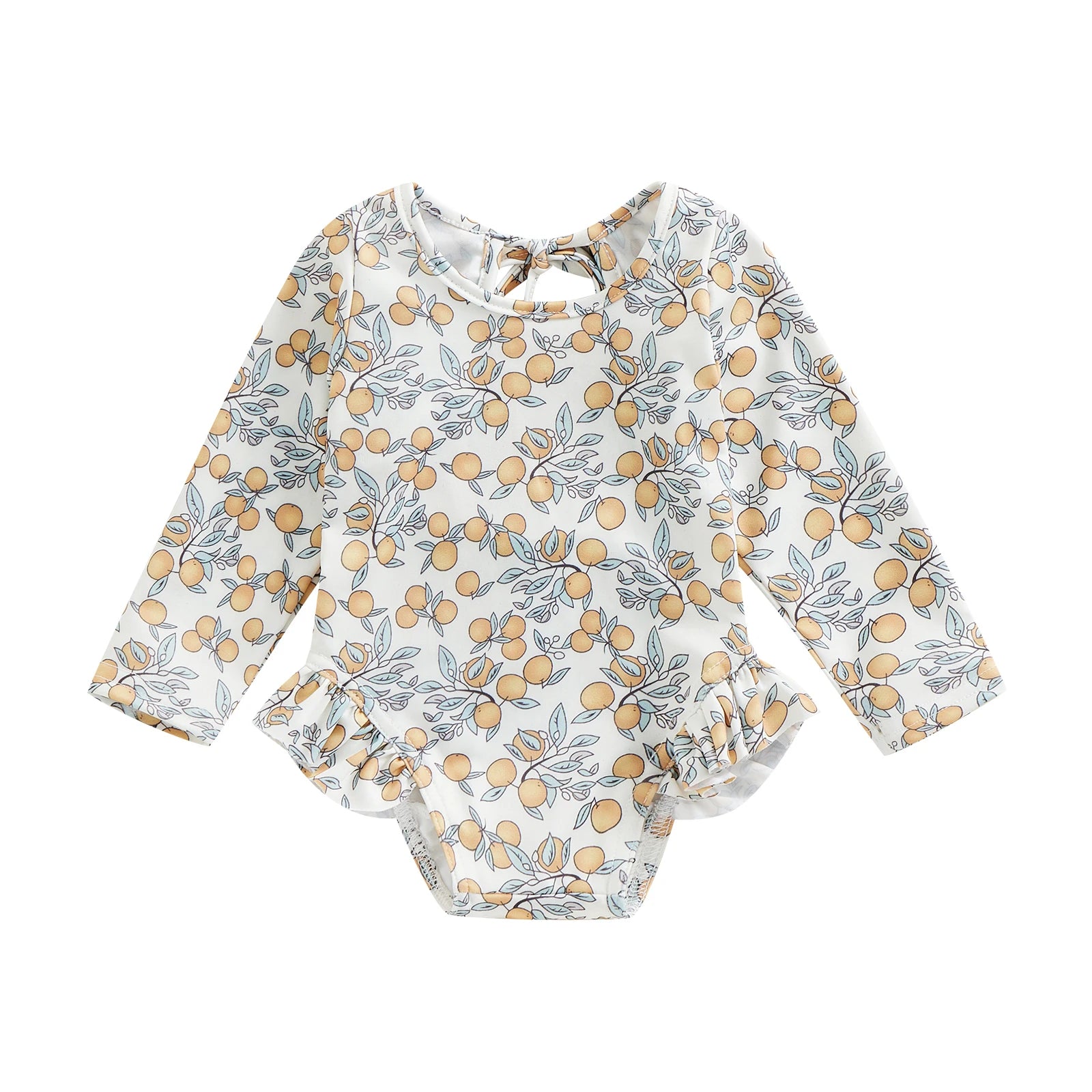 Floral Print Baby Girl Backless Long Sleeve Swimwear childrensterritory