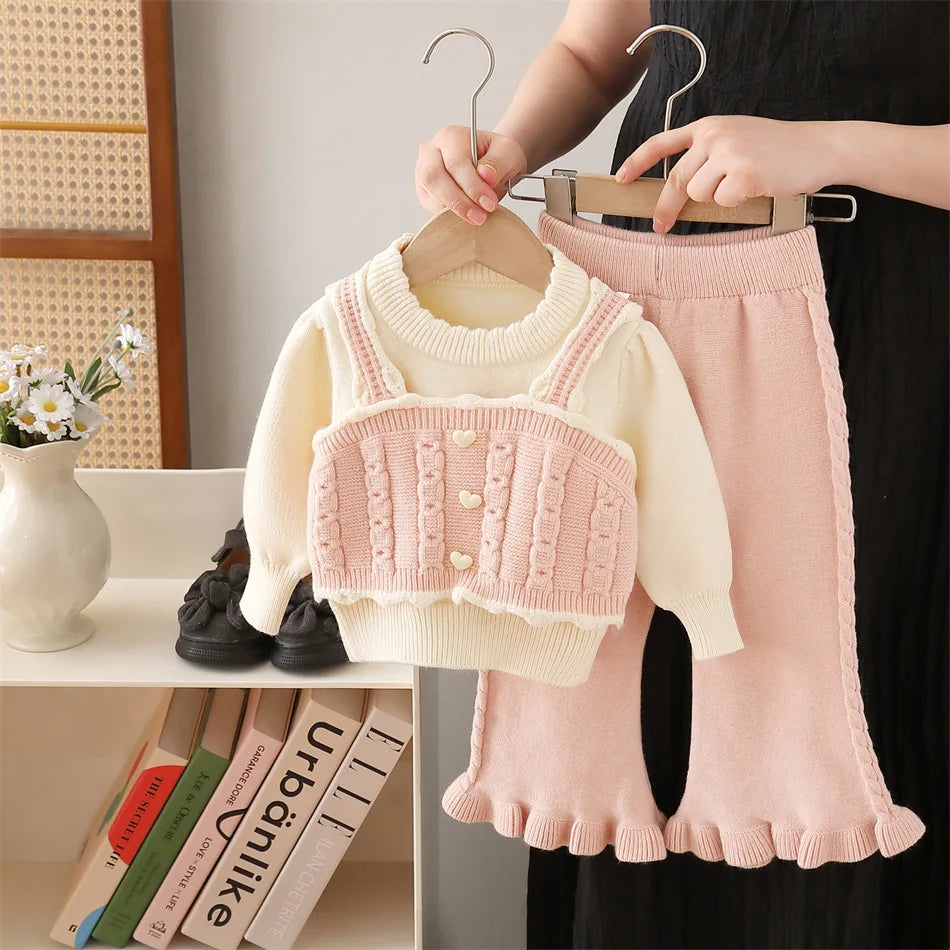Girls’ Long-Sleeved Casual Winter Clothing Set childrensterritory