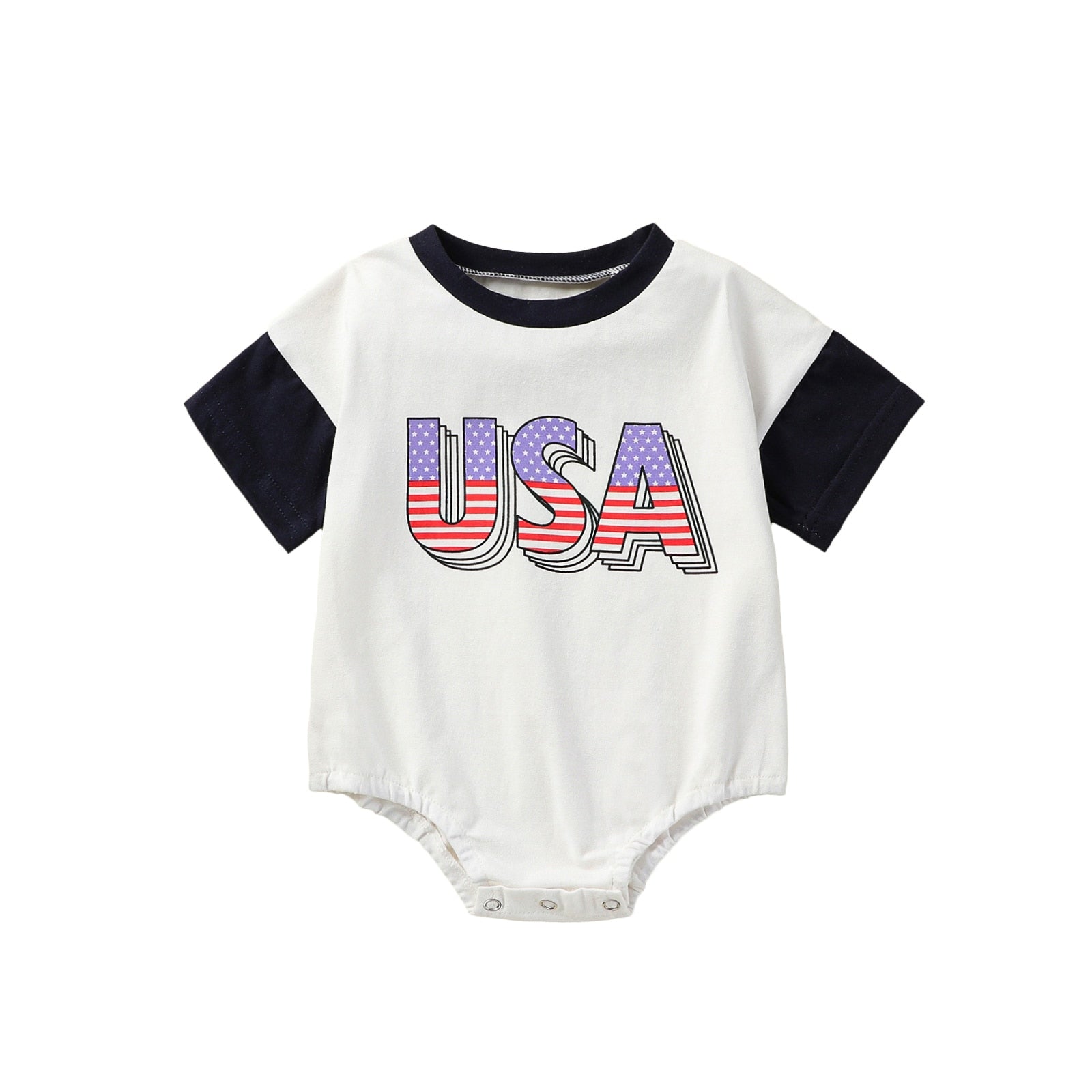 4th of July Letter Print Baby Bodysuit Set childrensterritory