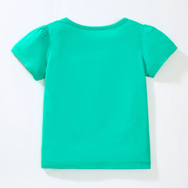 Kids Girls Cartoon Flowers Design Cotton Tops for Summer childrensterritory