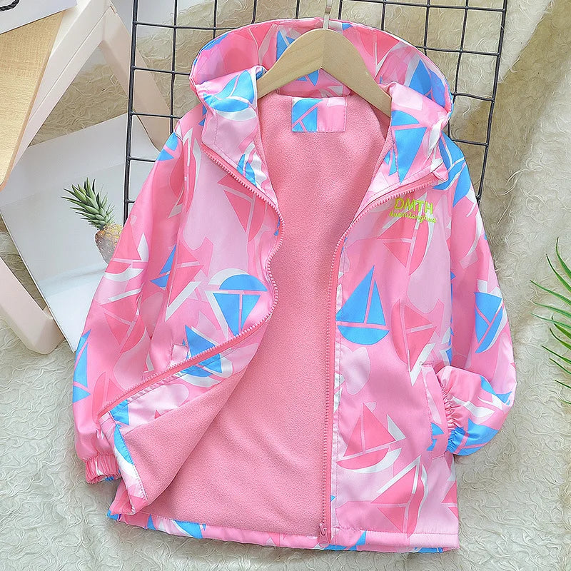 Kids Girls Waterproof Fleece Lined Hooded Jackets childrensterritory