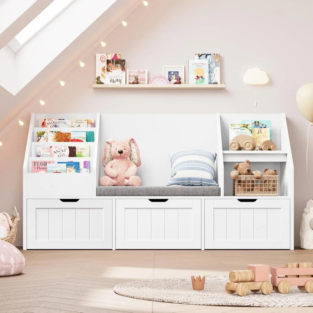 Kids Toy Organizer and Bookshelf with Reading Nook childrensterritory