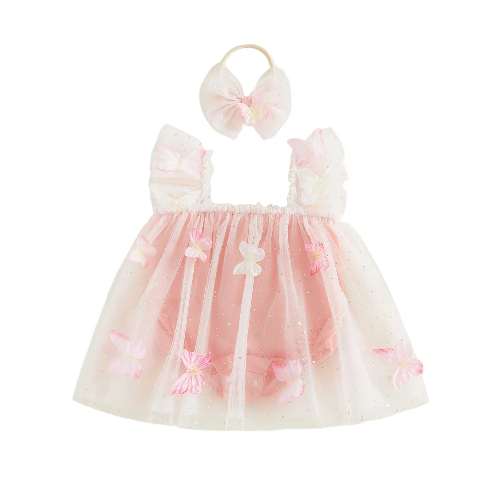 Baby Girl Ruffled Tulle Butterfly Embroidery Princess Dress