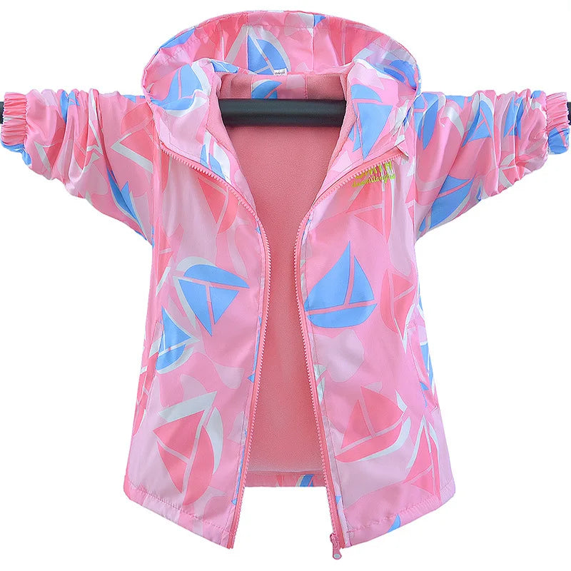 Kids Girls Waterproof Fleece Lined Hooded Jackets childrensterritory
