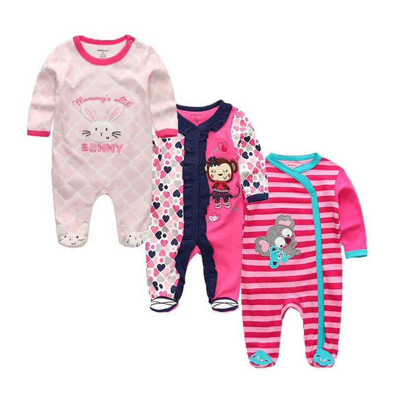 Long Sleeve Overall Printed Baby Zipper Rompers