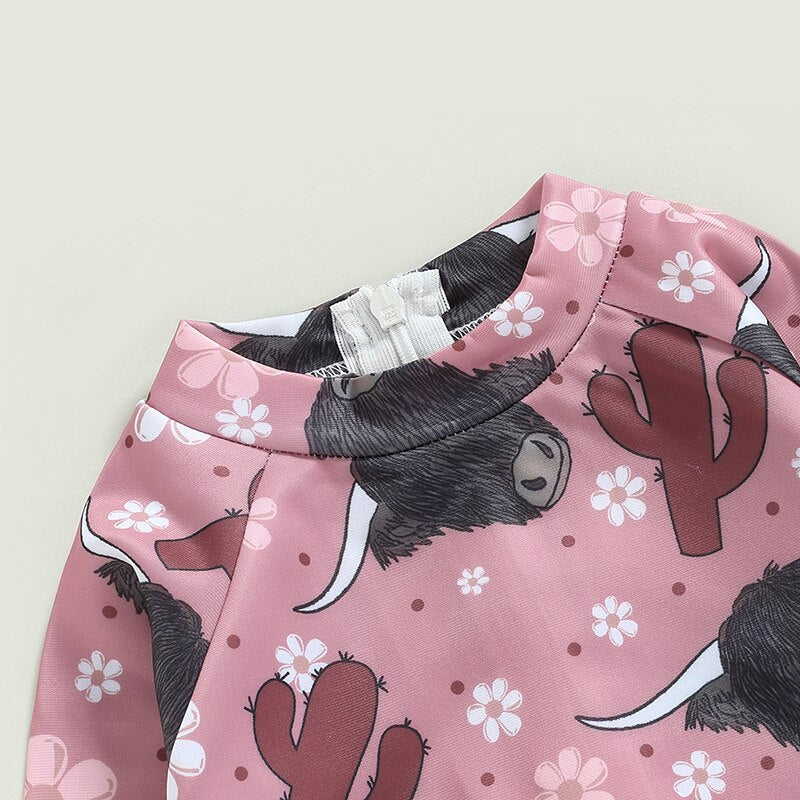 Kids Girls Long Sleeve Printed Bathing Suit/Swimwear childrensterritory