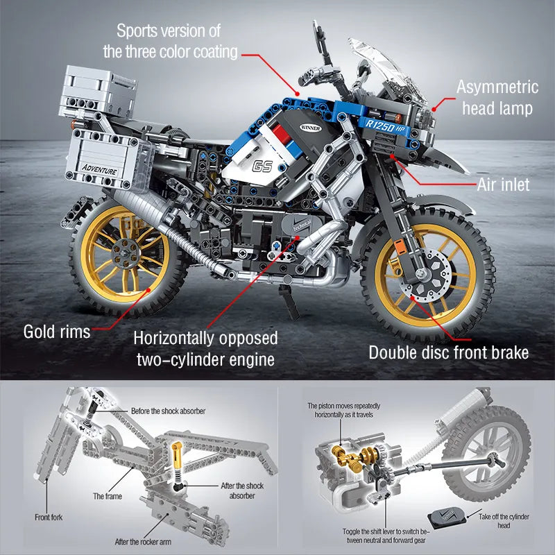 City Motorcycle Building Blocks Toy Set For Kids