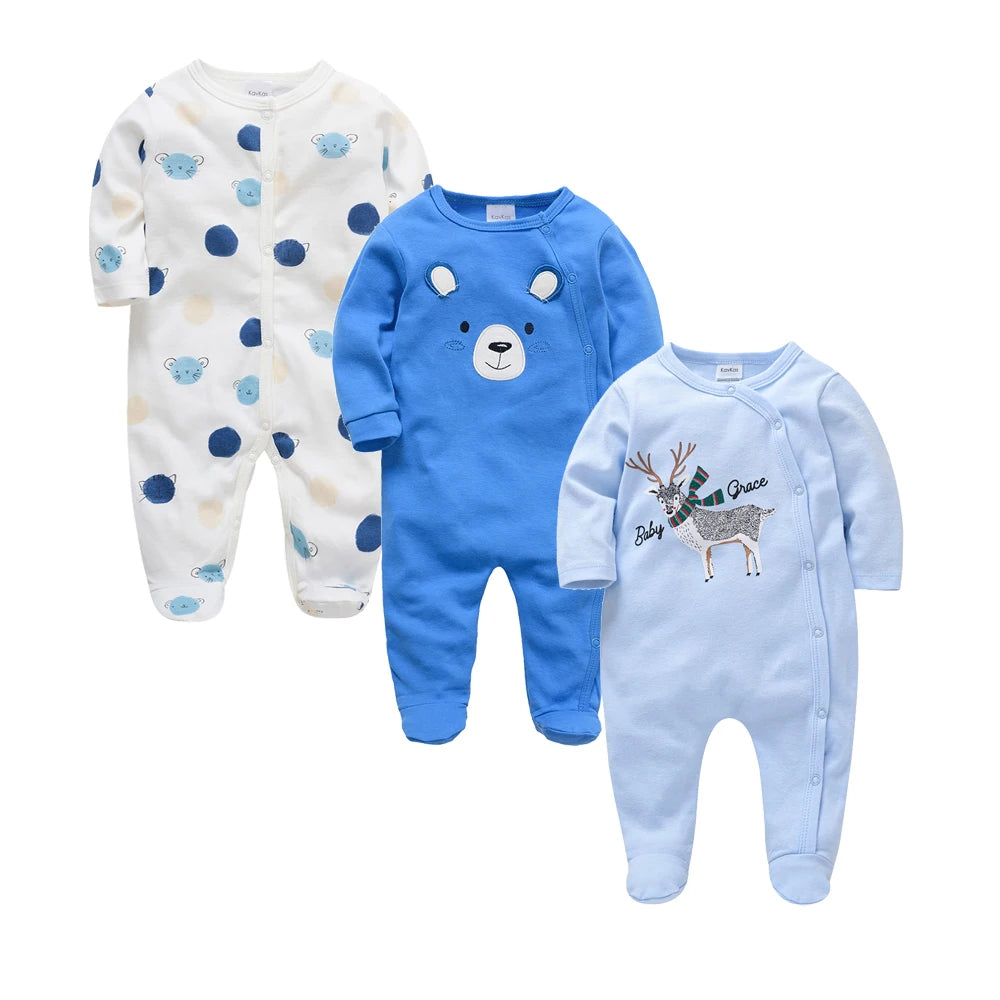3-4 Pcs/Lot Baby Girls Boys Cartoon Design Cotton Rompers