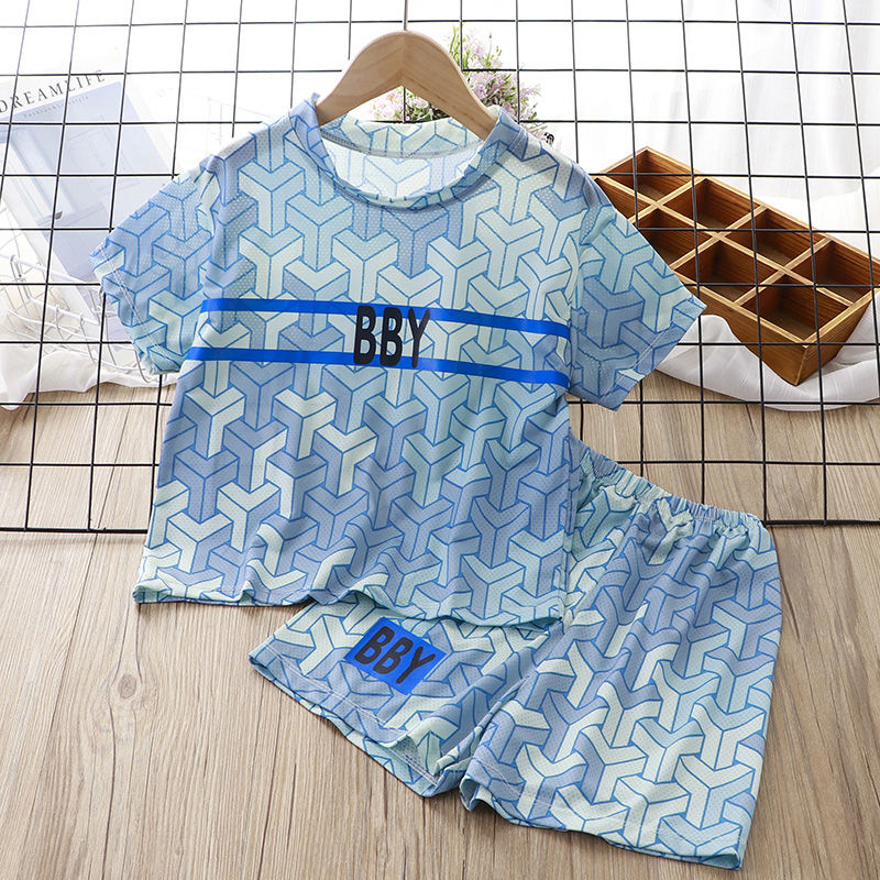 Kids Printed 2PCS Sports T-Shirt and Shorts Set for Summer childrensterritory