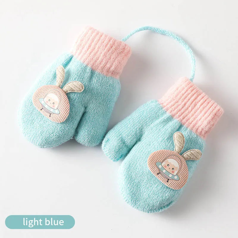 Cartoon Design Knitted Warm Gloves for Baby/Kids
