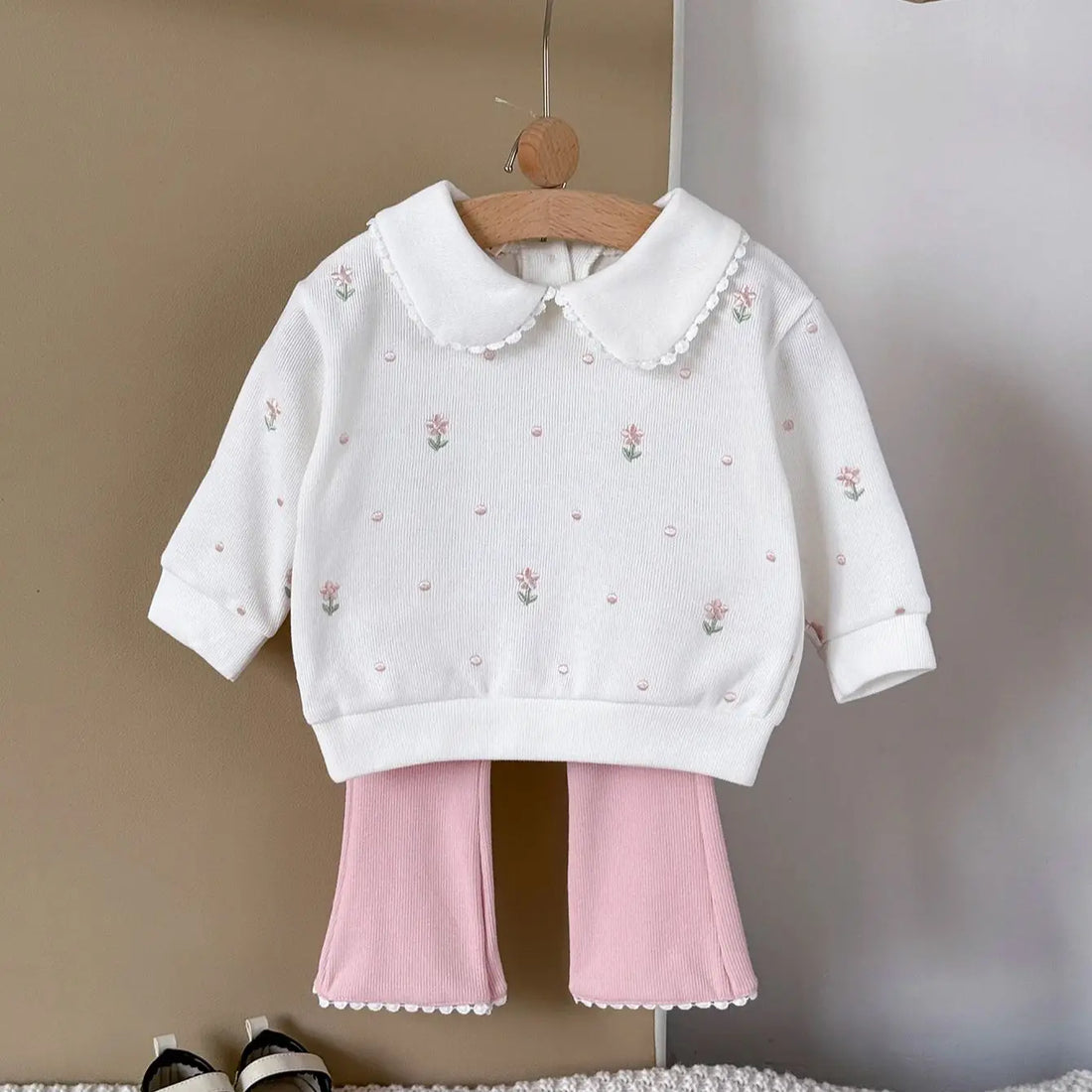 Flower Embroidered Baby Girls 2pcs Spring/Autumn Clothing Set childrensterritory
