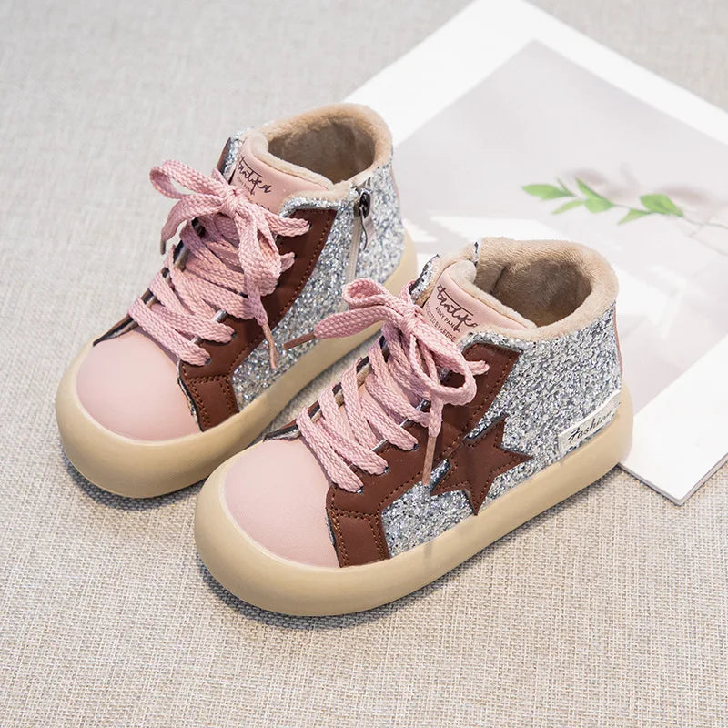 Kids Girls Sequined Board Star Casual Sneakers childrensterritory