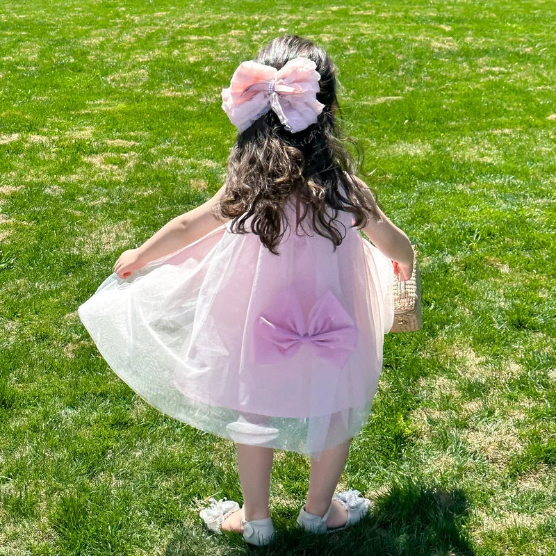Little Girls Stylish Bow Design A-Line Princess Yarn Skirt Dresses