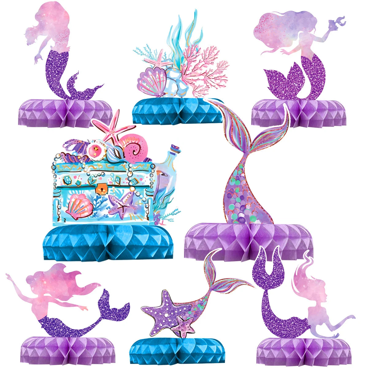 Mermaid-themed Kids Birthday Party Decorations and Tableware Set