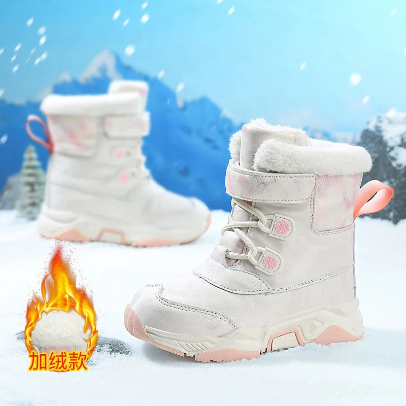 Kids Anti Slip Waterproof Plush Warm Snow Boots