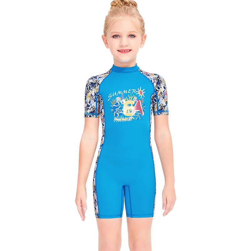 Kids Girls UV Protective Long Sleeve Sports Swimsuits childrensterritory