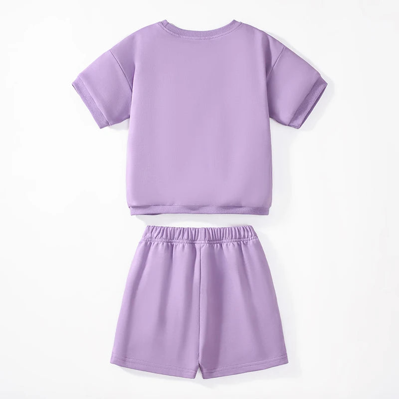 Kids Girls Cartoon Rabbits Design Summer Tracksuit Set childrensterritory