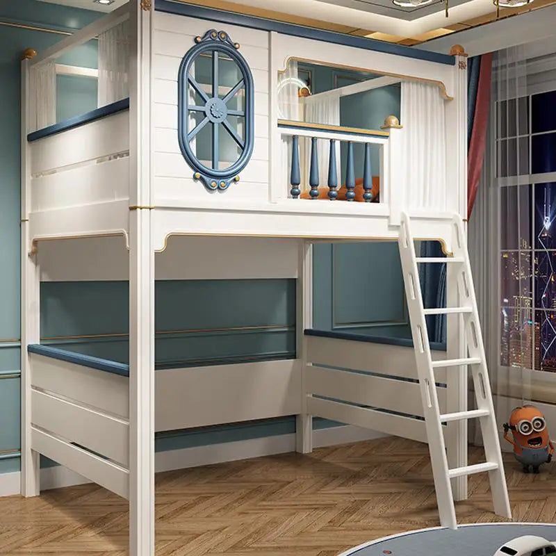 Kids Modren Bunk Bed with Bookcase and Wardrobe childrensterritory