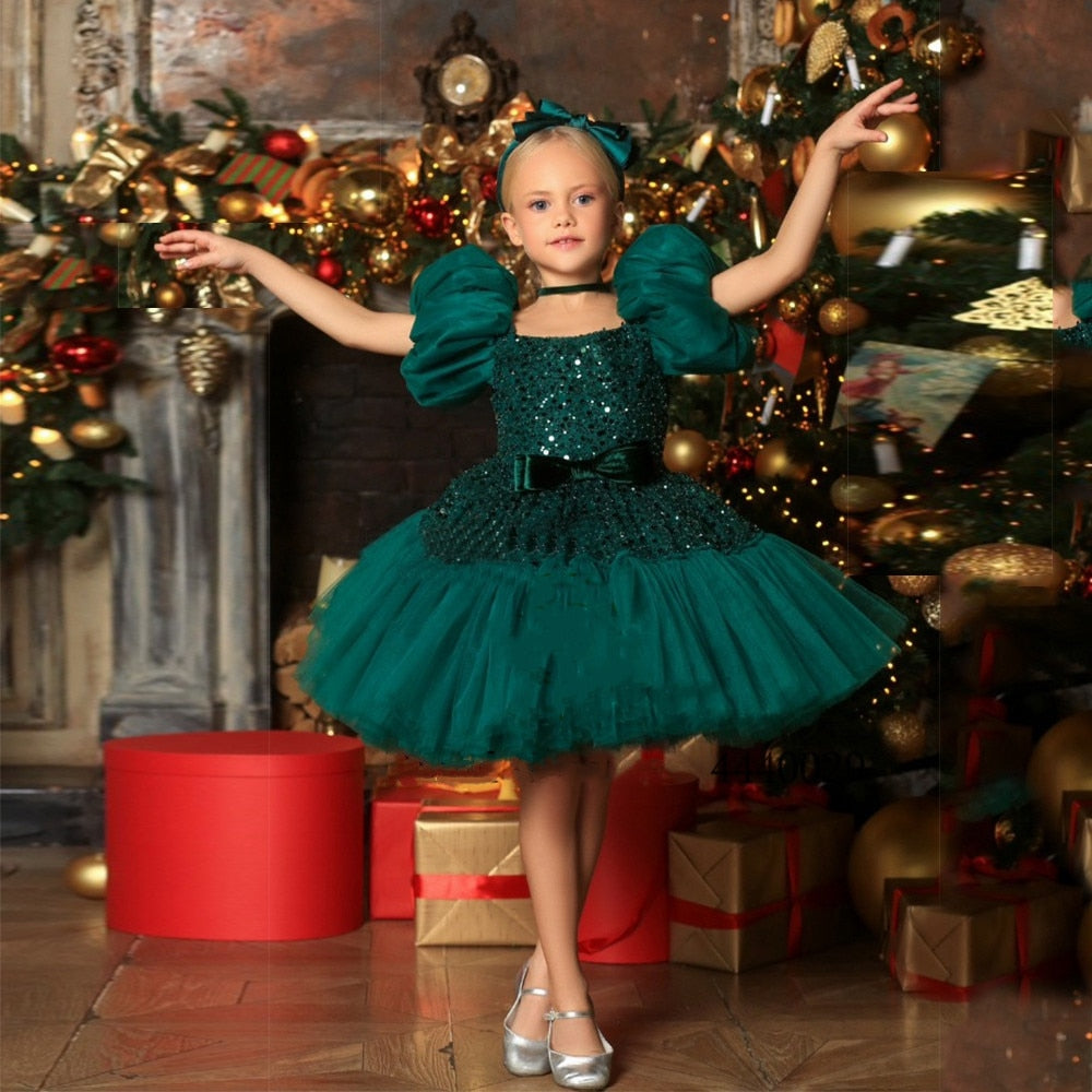 White Glitter Layered Tulle Girls Birthday Party Dress childrensterritory
