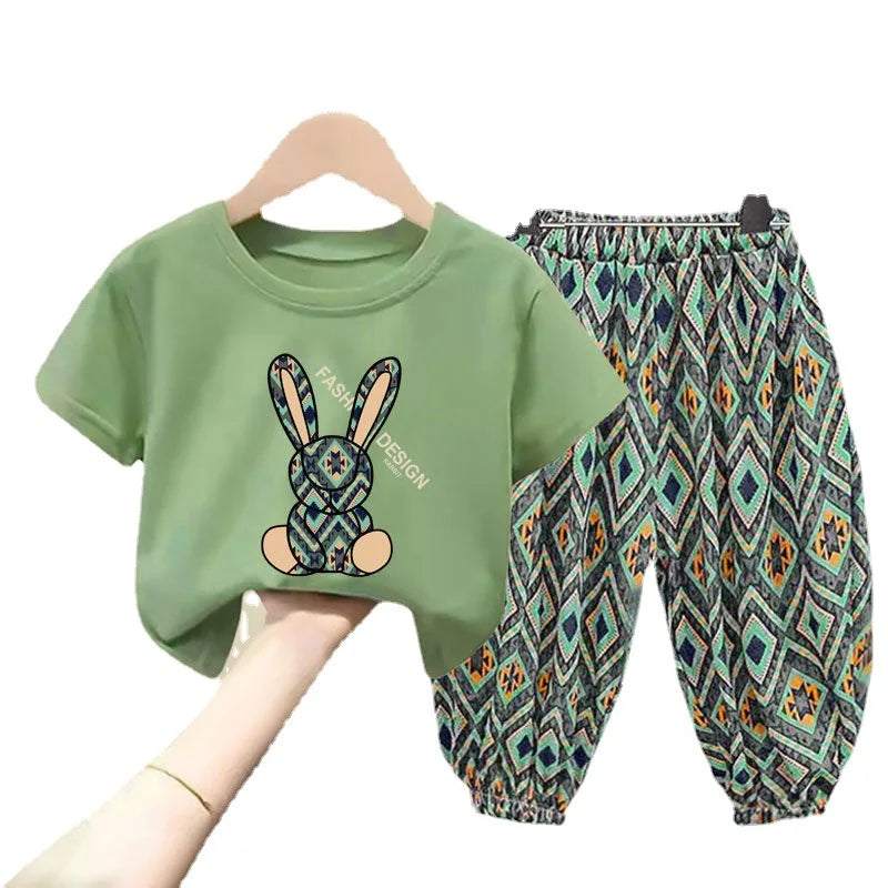 Kids Girls Korean Style Summer Two-piece Clothing Set