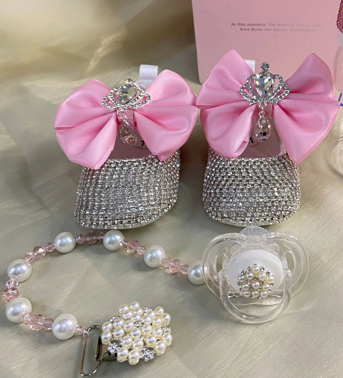 Luxury Keepsake Diamond Baby Bottles and Shoes Headband Set childrensterritory