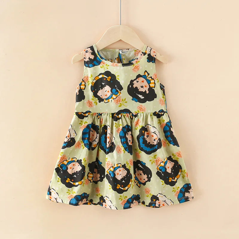 Kids Girls Cartoon Pattern Summer Party Dresses