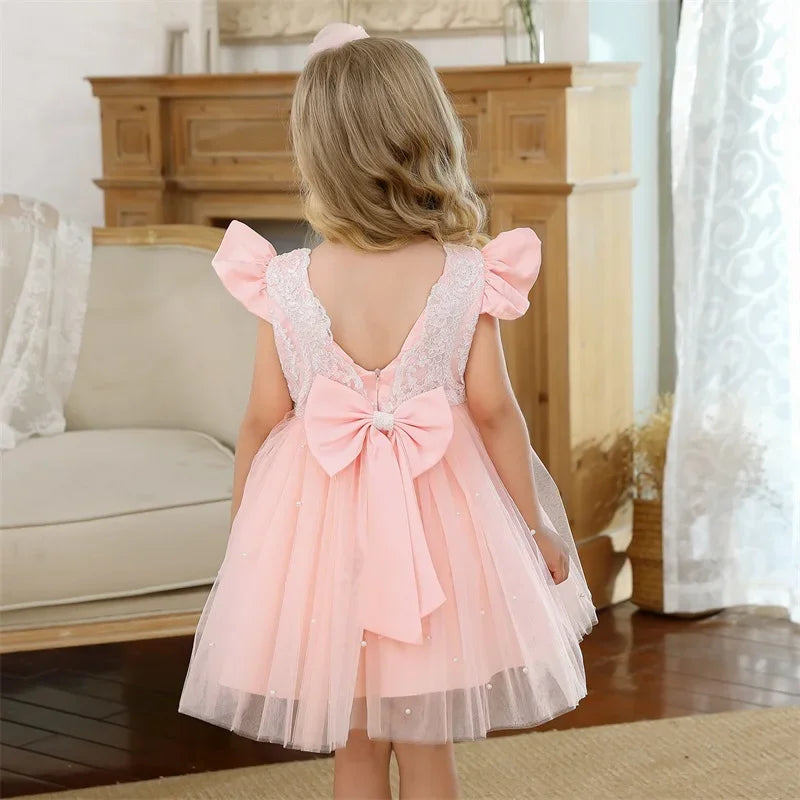Baby/Kids Girls Lace Pearls Princess Party Dress