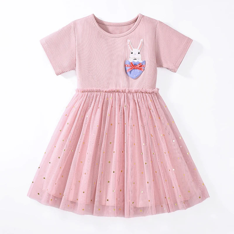 Cartoon Embroidered Little Girls Summer Cotton Dresses childrensterritory