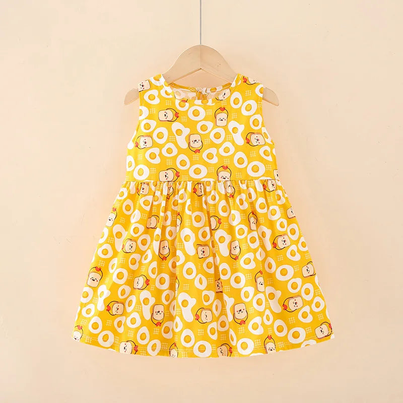 Kids Girls Cartoon Pattern Summer Party Dresses