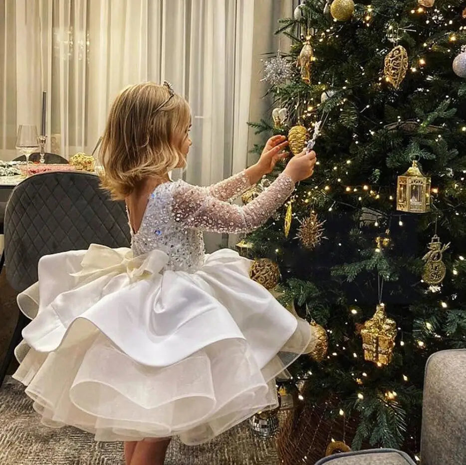 Little Girls Vintage Tulle Long Sleeve Princess Party Dresses childrensterritory