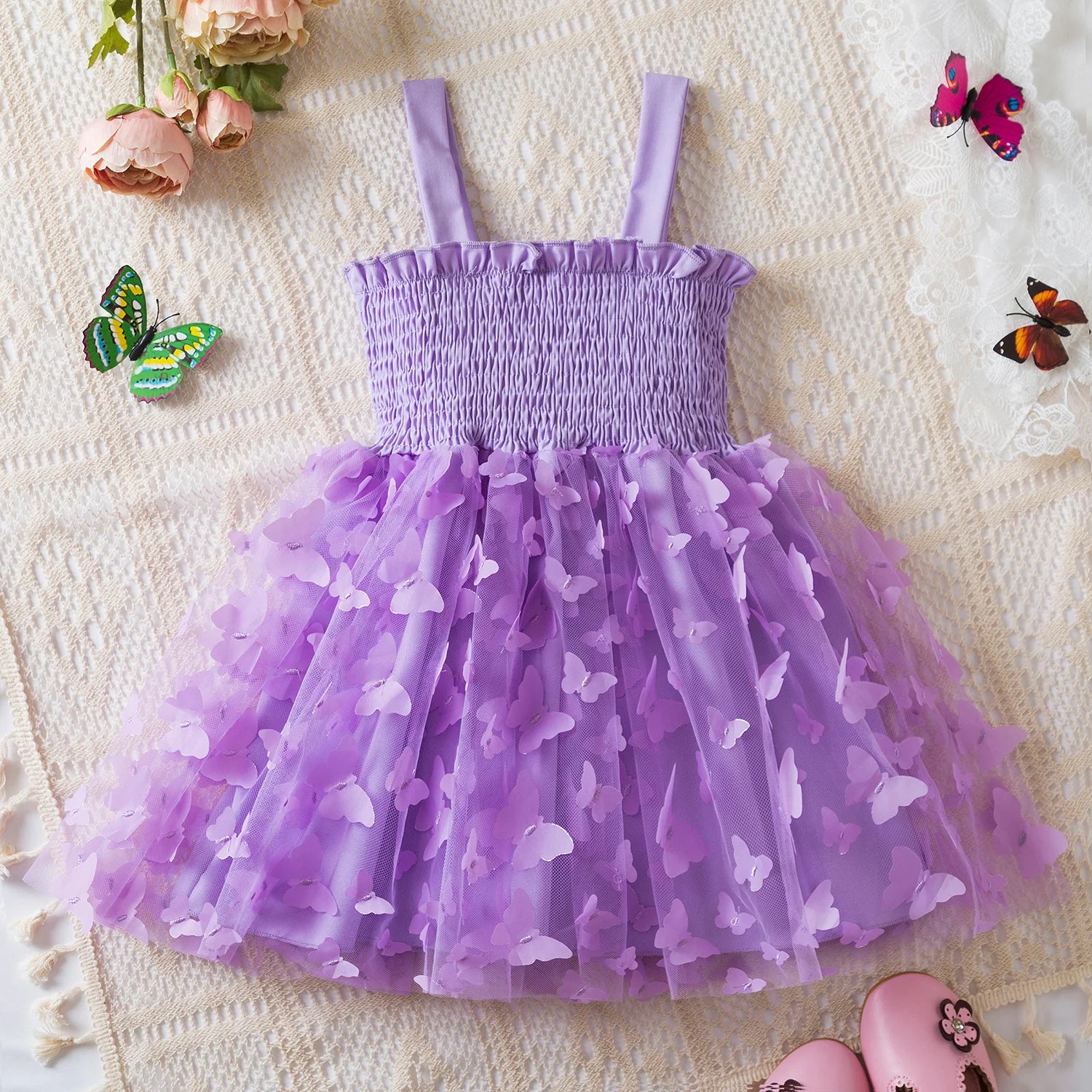 Little Girls 3D Butterfly Design Summer Princess Dress childrensterritory
