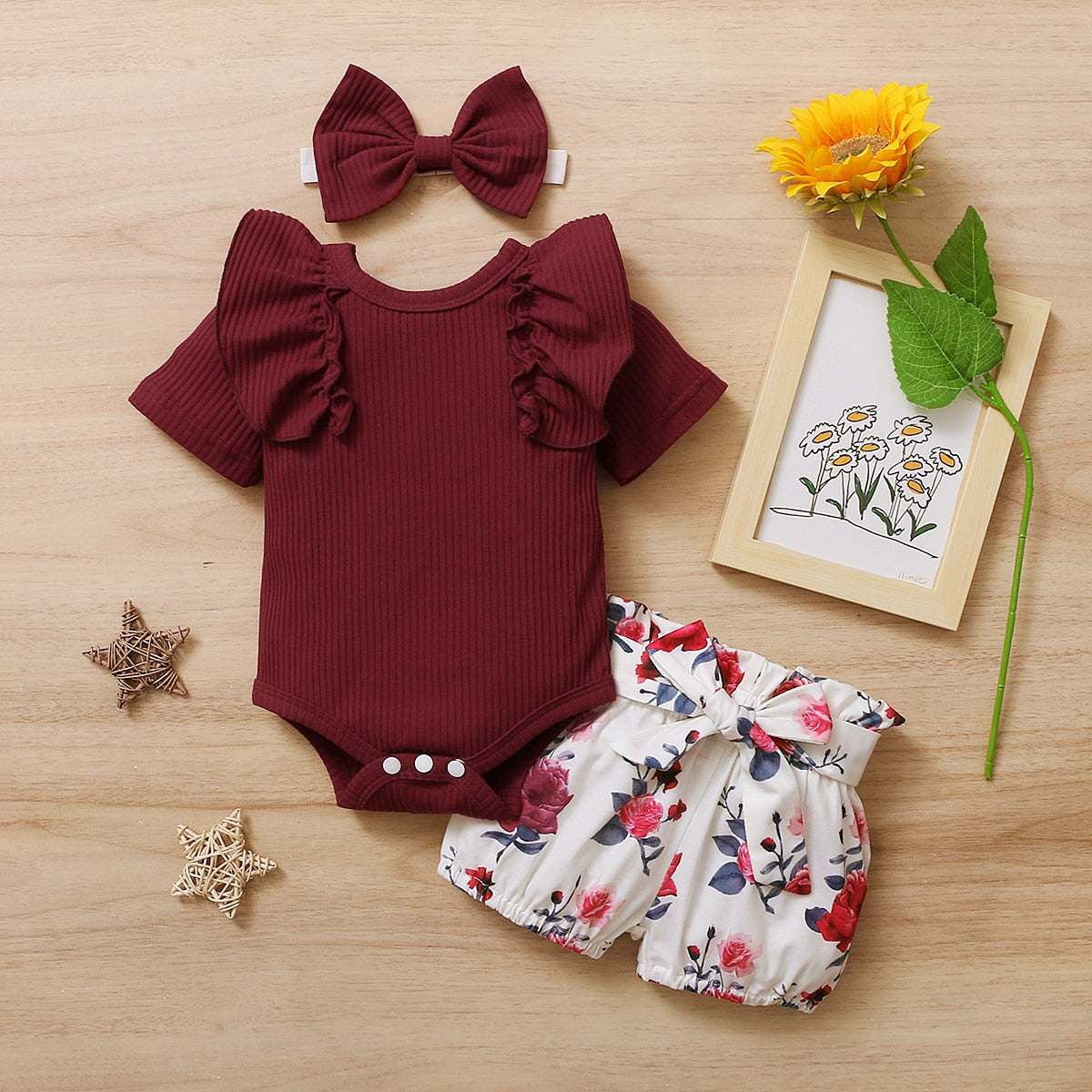 Baby Girl Printed 3 Pieces Outfits New Born Clothes Set childrensterritory