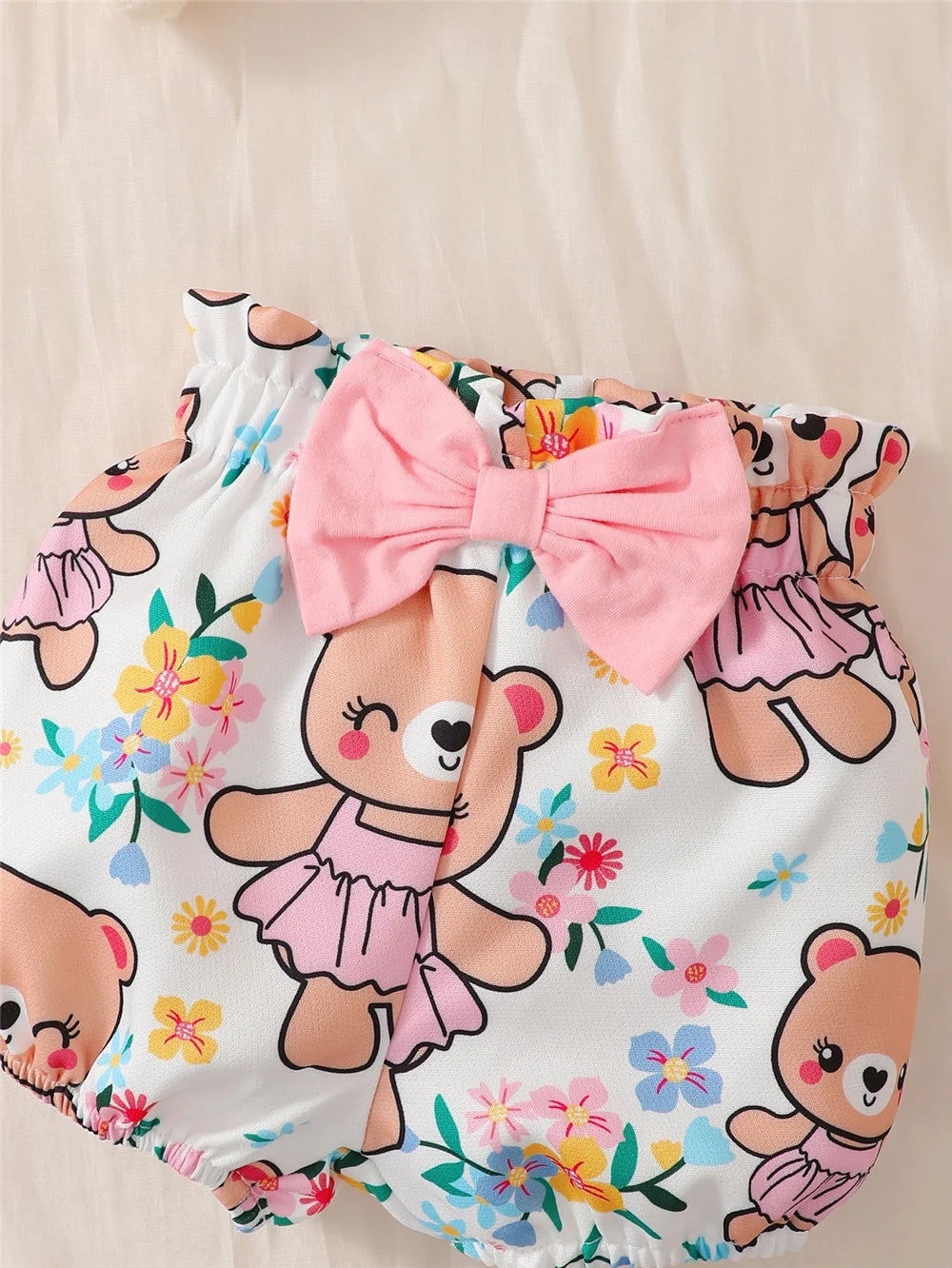 Baby Girl Cartoon Bear Print 3PCS Summer Clothes Set childrensterritory