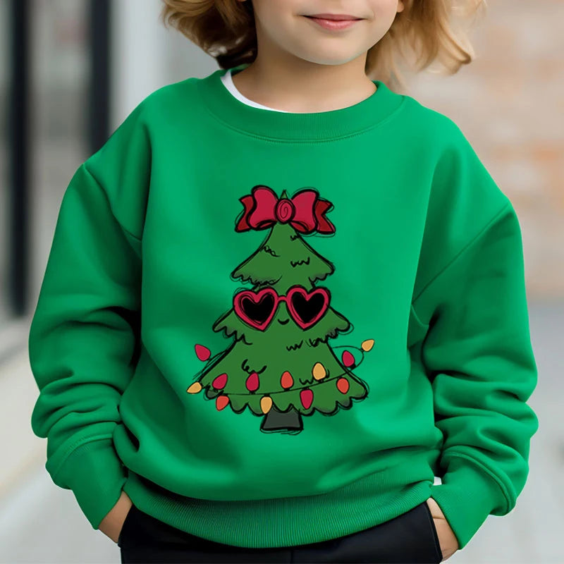 Kids Solid Colors Christmas Graphics Hoodless Sweatshirt childrensterritory
