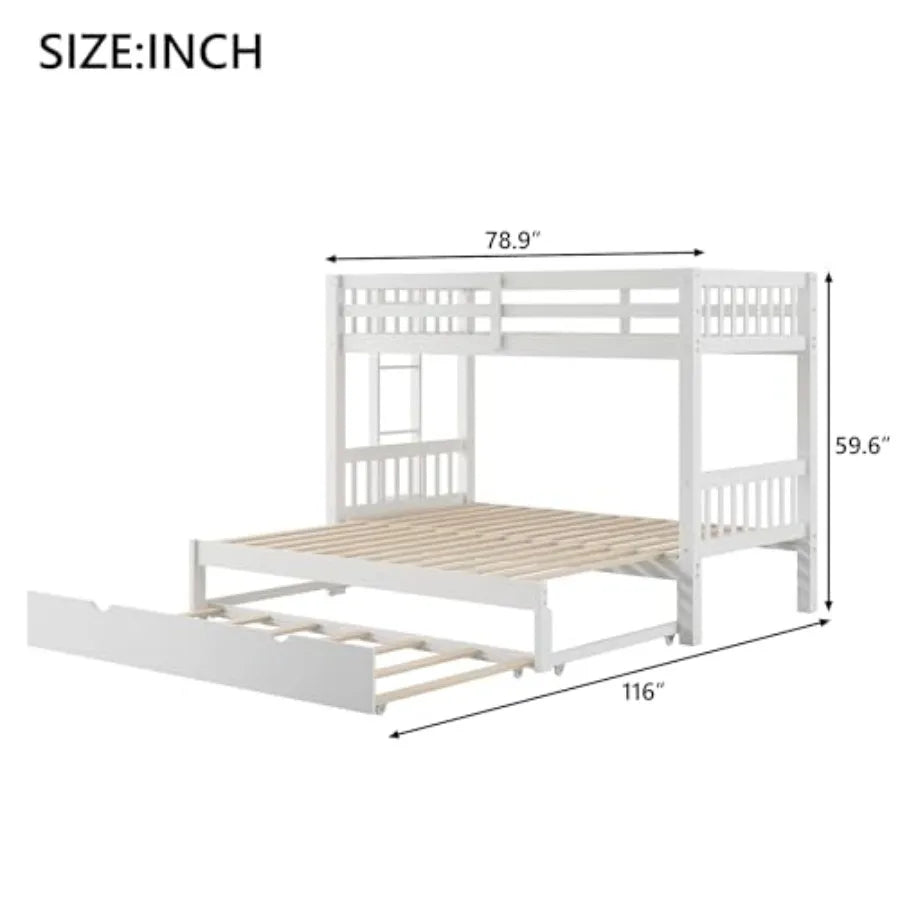 High-quality Twin Over Twin Pull-out Bunk Bed with Trundle