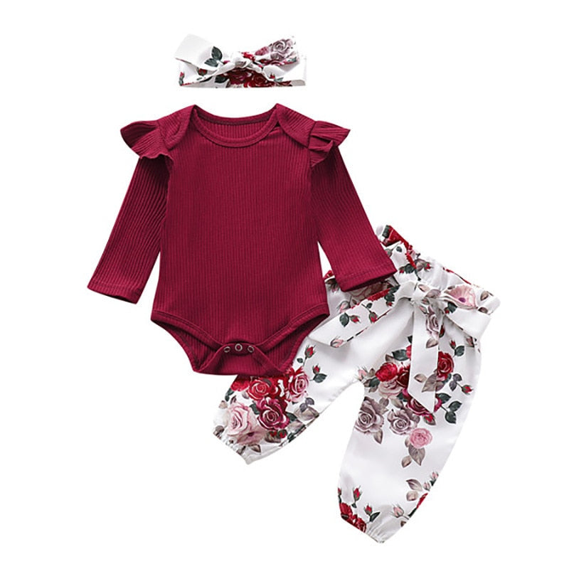 Baby Girl Printed 3 Pieces Outfits New Born Clothes Set childrensterritory