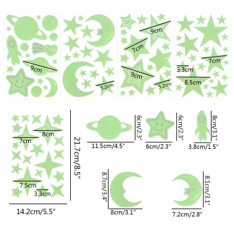 3D Fluorescent Glow in the Dark Wall Decal For Kids Room childrensterritory