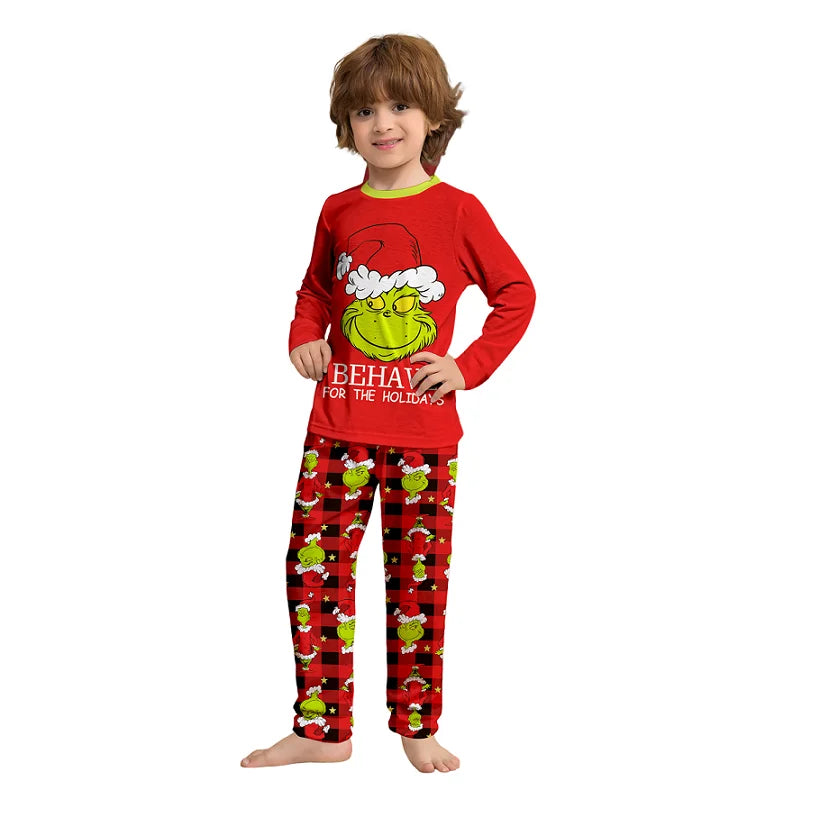 Cartoon Design Red Xmas Family Matching Pajamas Sets childrensterritory