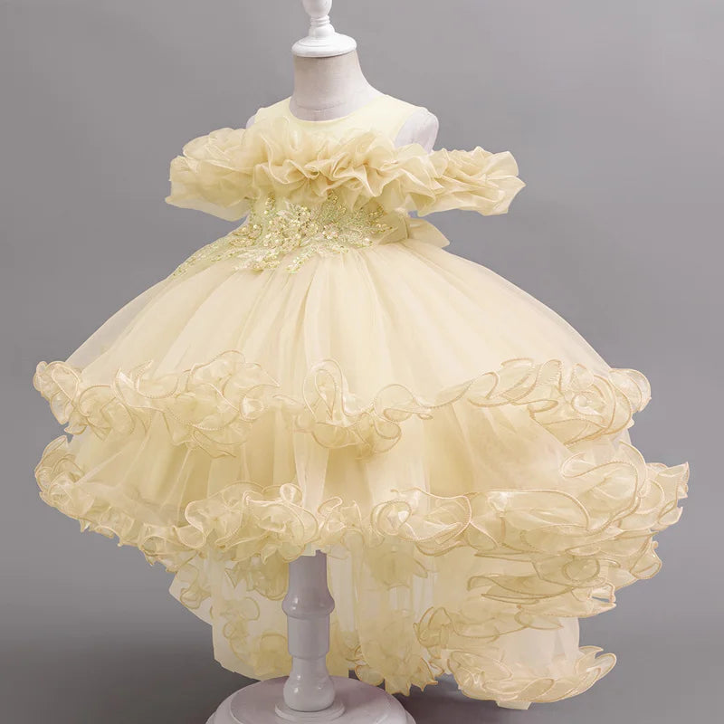 Tulle Ruffles Beaded Baby/Kids Girls Birthday Party Dress