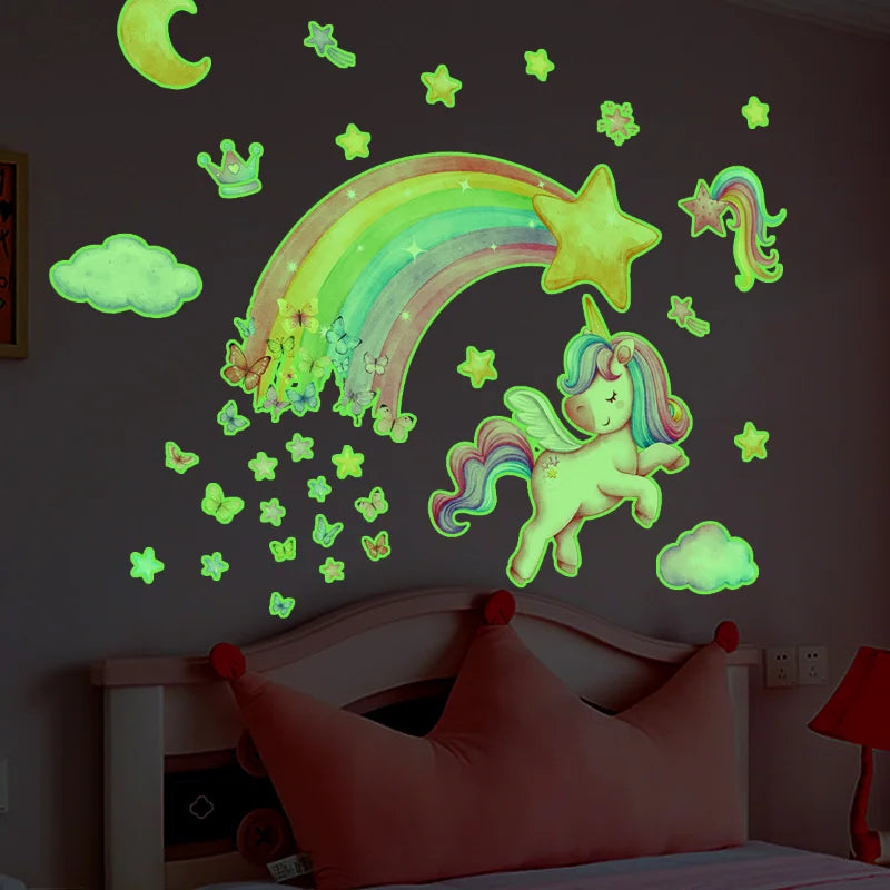 Shine In The Dark Unicorn Stars Wall Stickers for Bedroom childrensterritory