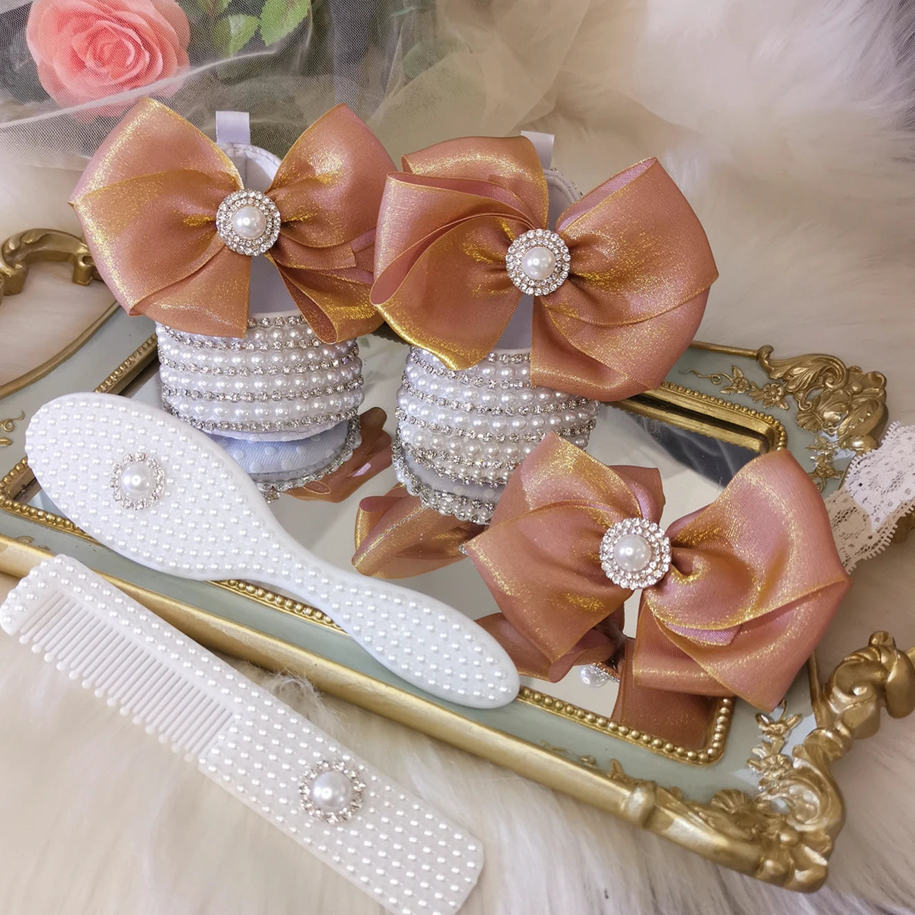 Luxury Keepsake Diamond Baby Bottles and Shoes Headband Set childrensterritory