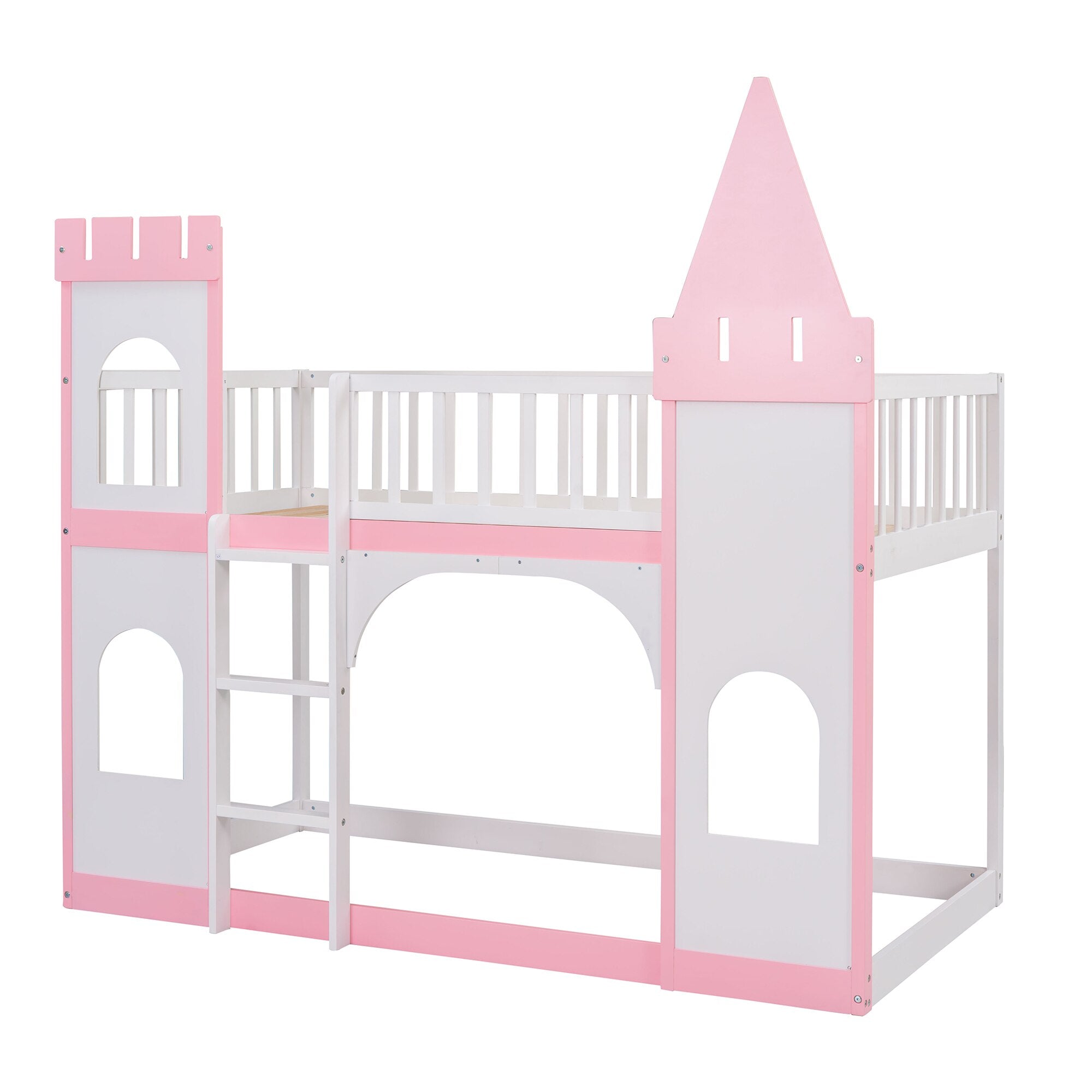 Twin Over Twin Castle Bunk Bed with Ladder childrensterritory