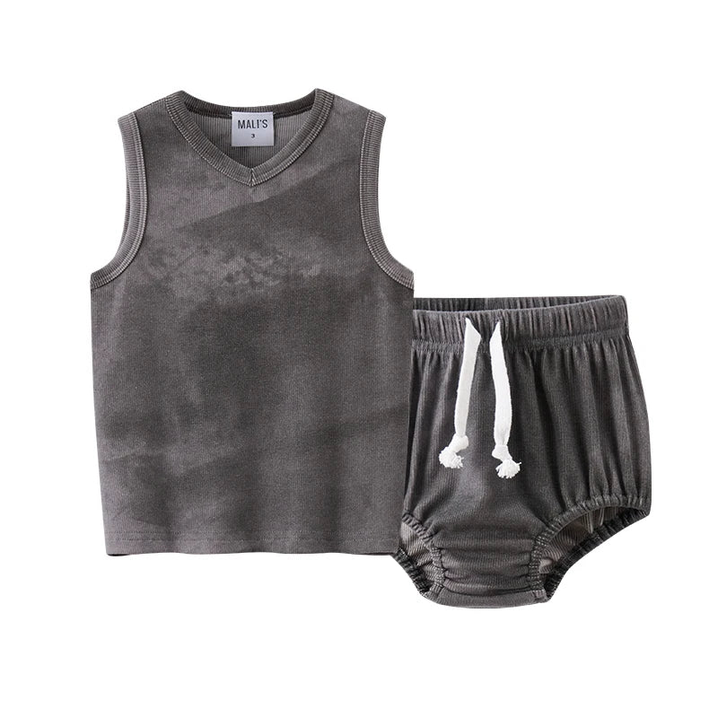 Ribbed Grey Melange Family Matching Clothing Sets childrensterritory